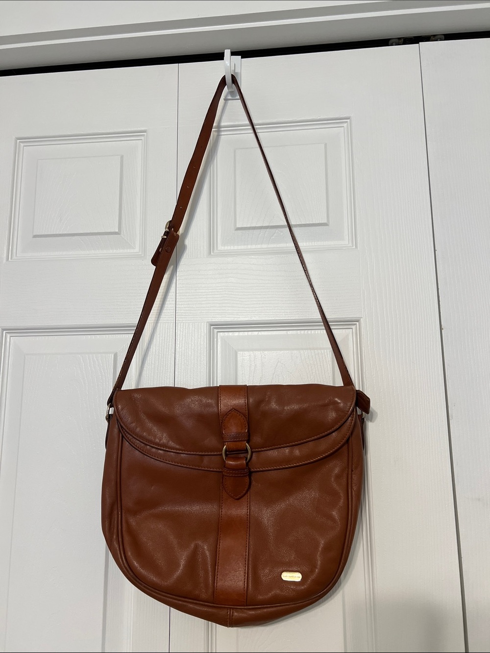 Liz Claiborne Brown Genuine Leather Crossbody Saddle Bag